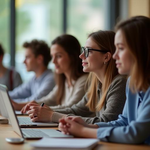 Diverse group of students learning online